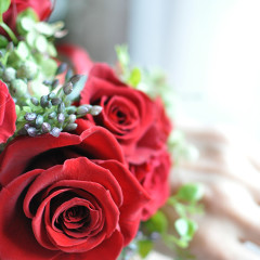 プリザ　プリザーブドフラワー　ウェディング　リストブーケ　リストレット　ヘッドパーツ　赤　