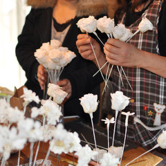 プリザ　プリザーブドフラワー　ウェディングブーケ　ラウンド　白