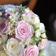 プリザ　プリザーブドフラワー　ウェディングブーケ　ラウンド　ピンク　ナチュラル