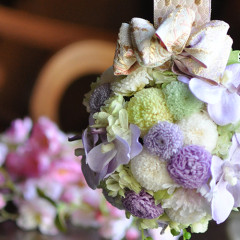 プリザ　プリザーブドフラワー　ウェディングブーケ　和装ブーケ　七五三　ボールブーケ
