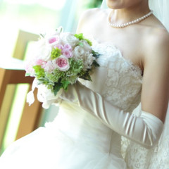 プリザ　プリザーブドフラワー　ウェディングブーケ　ラウンド　ピンク