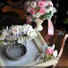 造花　ウェディングブーケ　リストレット　花冠　ナチュラル