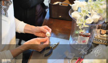 プリザ　プリザーブドフラワー　ウェディングブーケ　ラウンド　　ナチュラル　オールドローズ