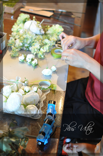 造花 ウェディング ウェルカムフラワー リース 白グリーン ナチュラル