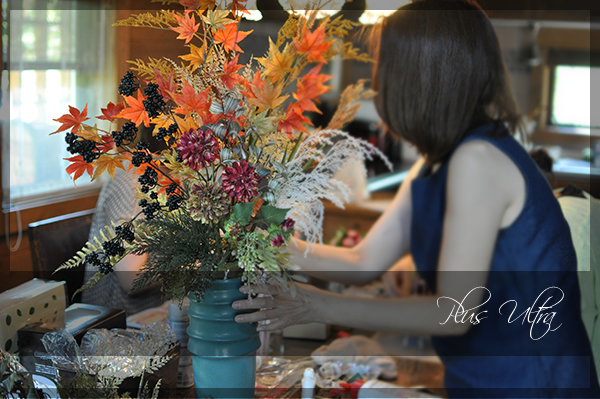 造花　秋　ススキ　紅葉　シック