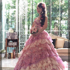 プリザ　プリザーブドフラワー　ウェディングブーケ　ラウンド　ピンク　ナチュラル　オールドローズ