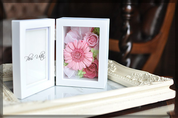 プリザ　プリザーブドフラワー ペット供養　仏花　フォトフレームガーベラ