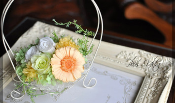 プリザ　プリザーブドフラワー　　ワイヤーバスケット　ピンク