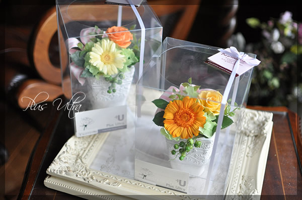 プリザ　プリザーブドフラワー　　ワイヤーバスケット　ピンク