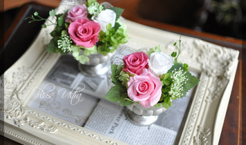 プリザ　プリザーブドフラワー　フラワーアレンジ　　プリアレンジ　プレゼント　可愛い