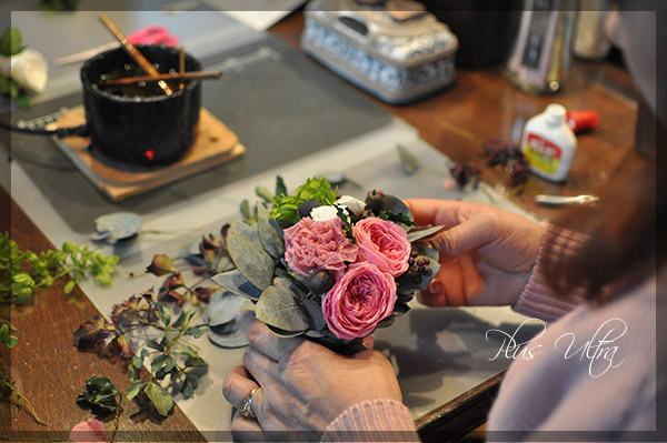 プリザ　プリザーブドフラワー　レッスン　フラワーアレンジ　豪華　シャビー　アンティーク　シック