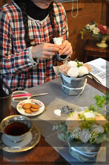 プリザ　プリザーブドフラワー　レッスン　フラワーアレンジ　資格取得