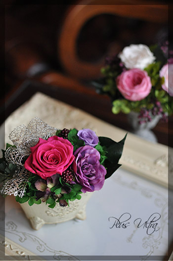 プリザ　プリザーブドフラワー　レッスン　フラワーアレンジ　豪華　シャビー　アンティーク　シック