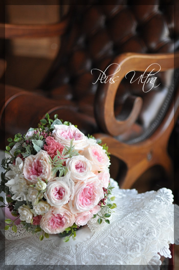 プリザ プリザーブドフラワー ウェディングブーケ ラウンド ピンク ナチュラル オールドローズ