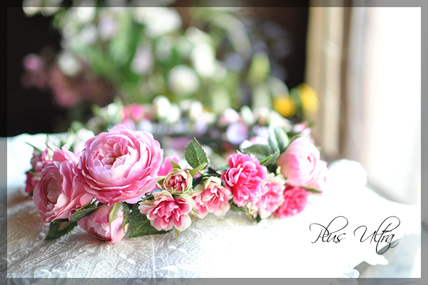 造花　薔薇　ピンク　花冠