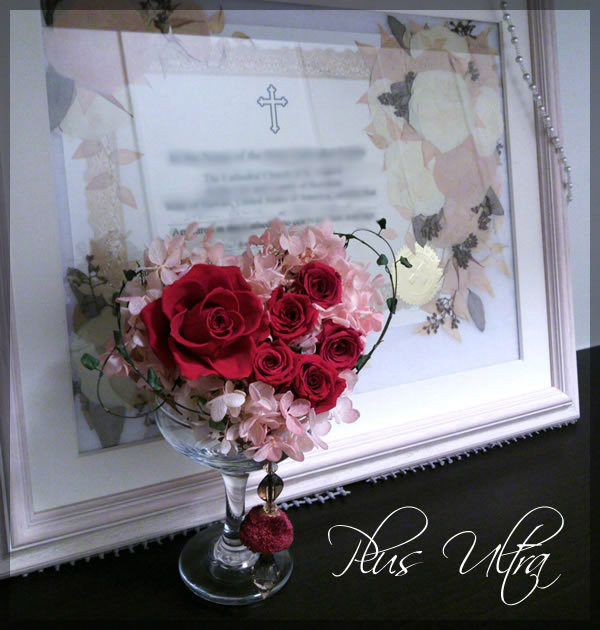 プリザ　プリザーブドフラワー　壁掛け　可愛い　手づくり　おしゃれ