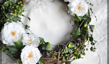 プリザ　プリザーブドフラワー　リース　ナチュラル