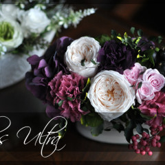 プリザ　プリザーブドフラワー　母の日　プレゼント　豪華　シック　紫　手づくり