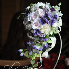 造花　海外ウェディング　 ブーケ 紫　薔薇　パンジー