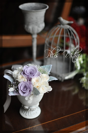 プリザ　プリザーブドフラワー　レッスン　フラワーアレンジ　豪華　シック　手づくり