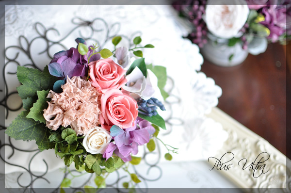 プリザ プリザーブドフラワー 造花 生花 レッスン フラワーアレンジ 豪華 アイアン 手づくり