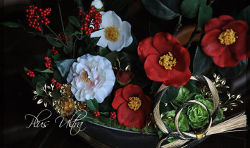 造花　お正月　紅白　縁起