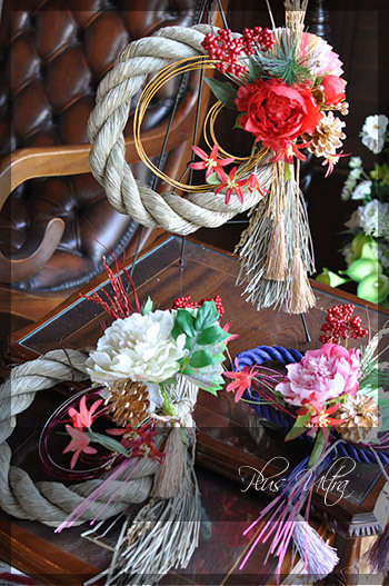 造花 しめ縄 ごぼう〆 お正月 豪華 手作り お飾り