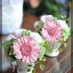 プリザ　プリザーブドフラワー　オーダー　フラワーアレンジ　ガーベラ　ピンク　可愛い