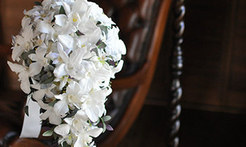 プリザ　プリザーブドフラワー　ウェディング　 ブーケ 白　シンビジューム　デンファレ