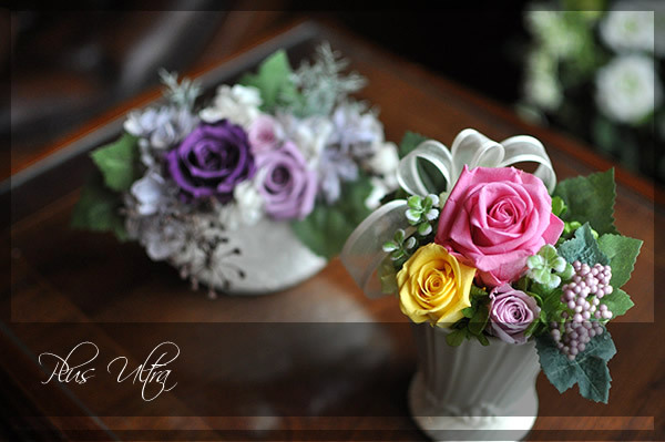 プリザ プリザーブドフラワー レッスン フラワーアレンジ 黄色 オレンジ 可愛い