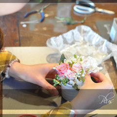 プリザ　プリザーブドフラワー　プレゼント　ミニアレンジ　ピンク　可愛い