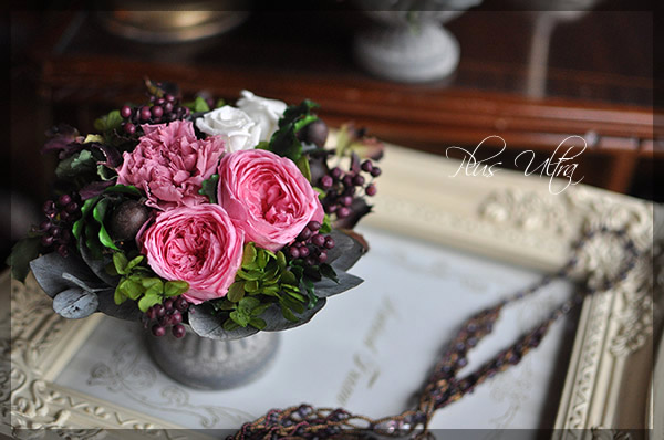 プリザ プリザーブドフラワー レッスン フラワーアレンジ 豪華 シャビー アンティーク シック