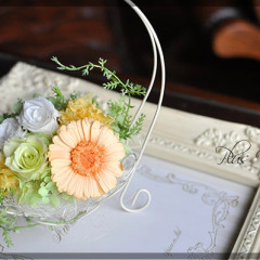 プリザ　プリザーブドフラワー　　ワイヤーバスケット　ピンク